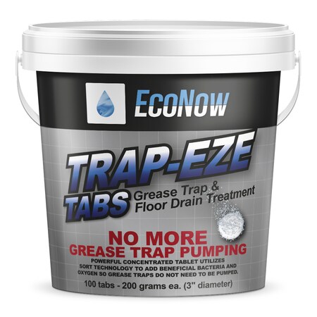 Econow Trap-Eze Degreaser Tabs, 100 Tabs Pail, Tablet, White, 1 PK TE100